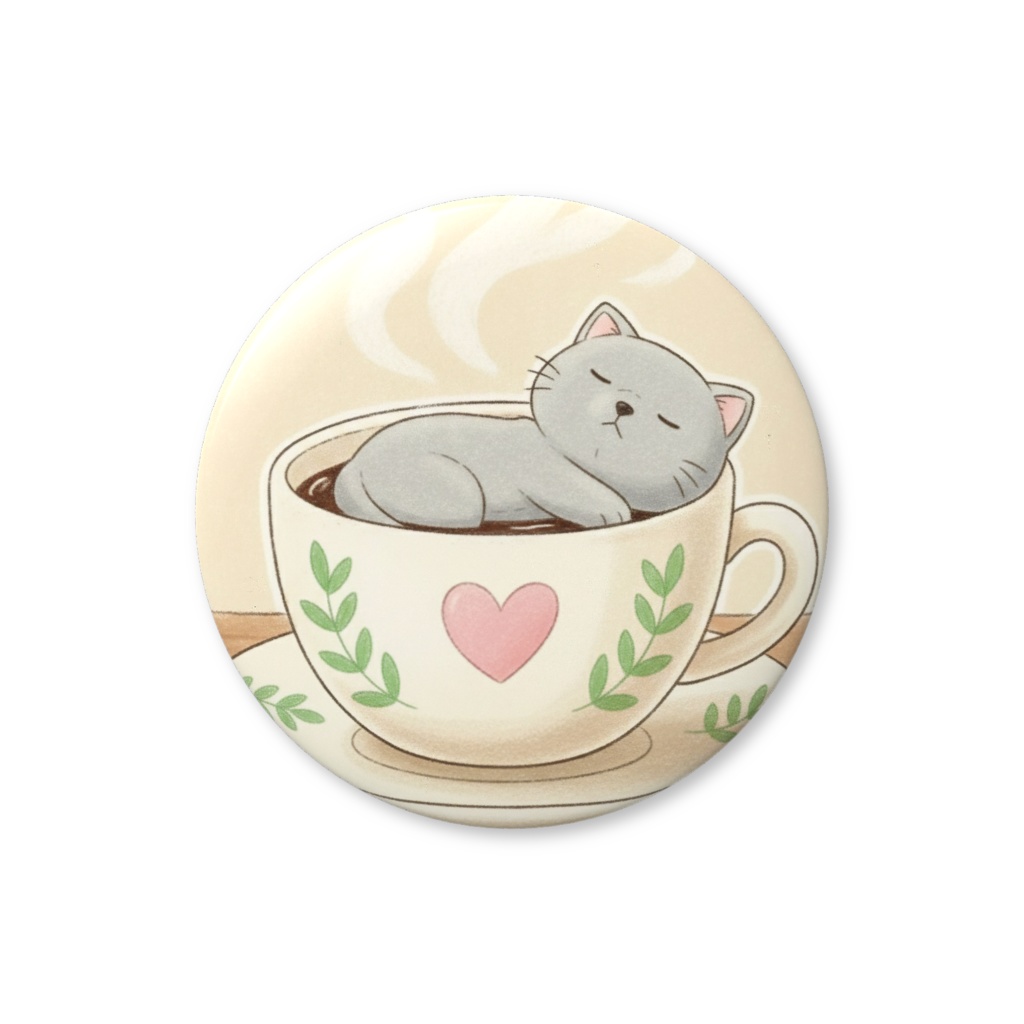 【すんたん🍀】 ぬいぐるみのようなねこの缶バッヂ