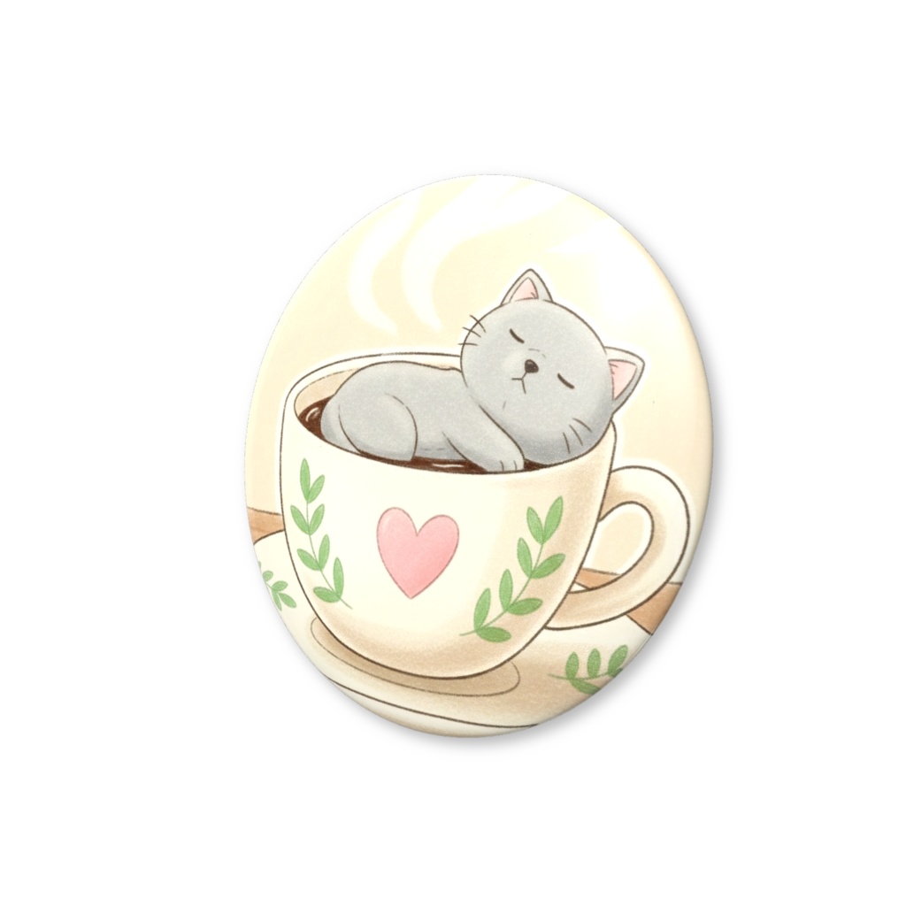 【すんたん🍀】 ぬいぐるみのようなねこの缶バッヂ