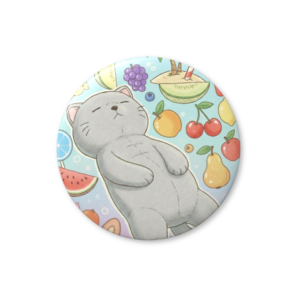 【すんたん🍀】 ぬいぐるみのようなねこの缶バッヂ