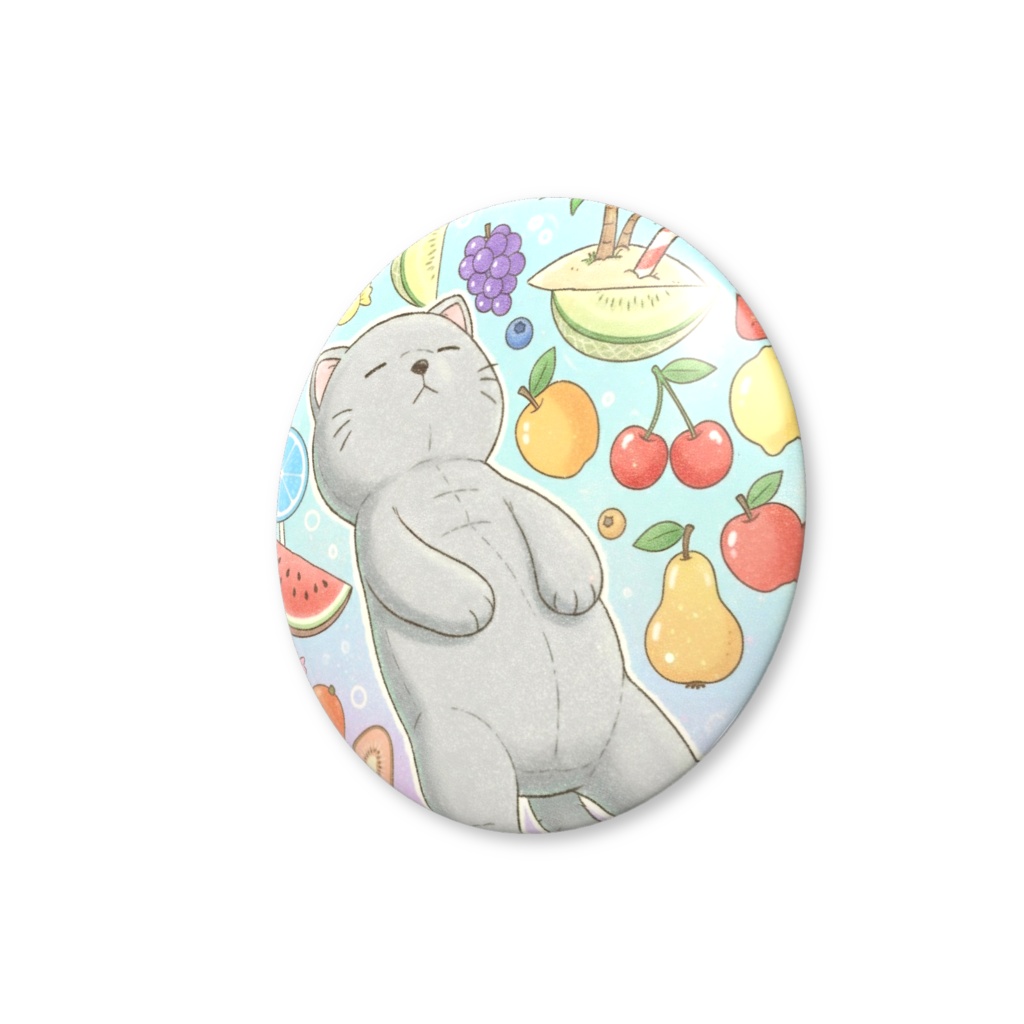 【すんたん🍀】 ぬいぐるみのようなねこの缶バッヂ