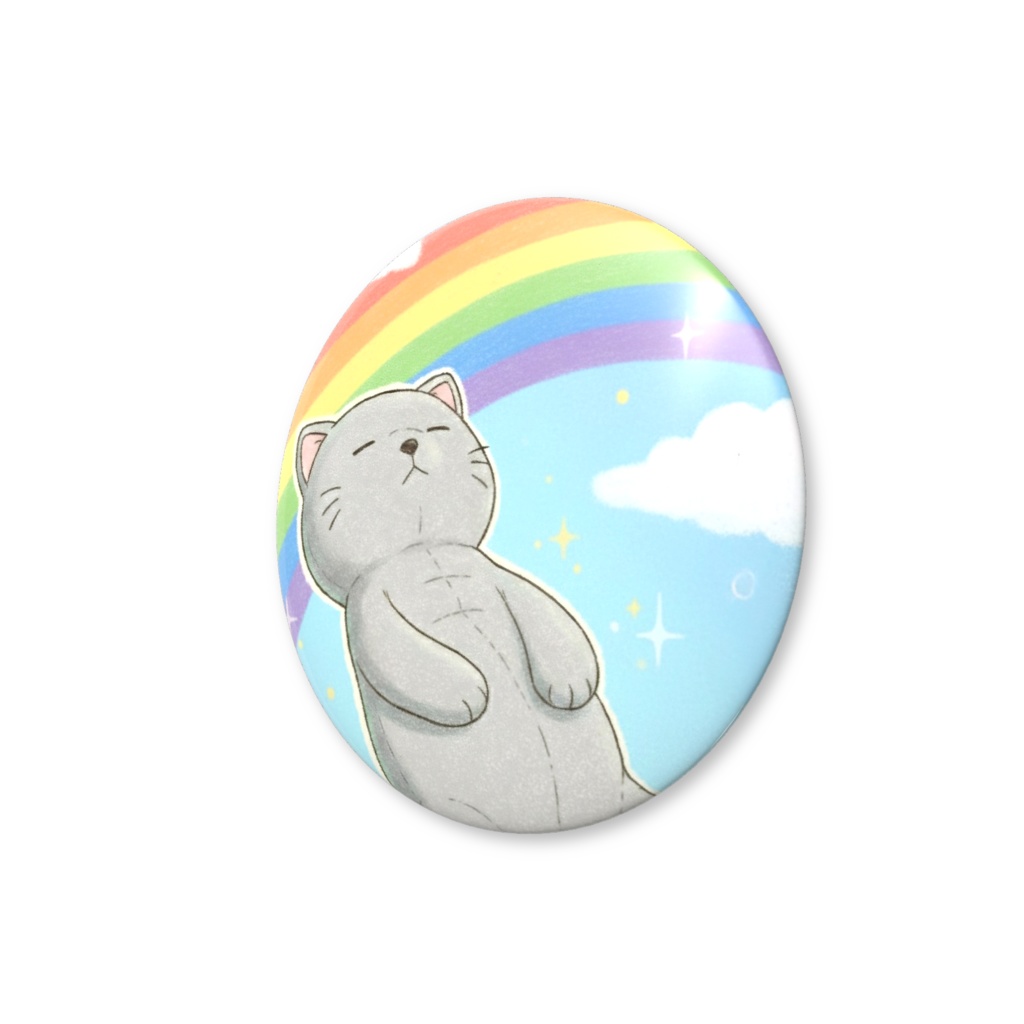 【すんたん🍀】 ぬいぐるみのようなねこの缶バッヂ