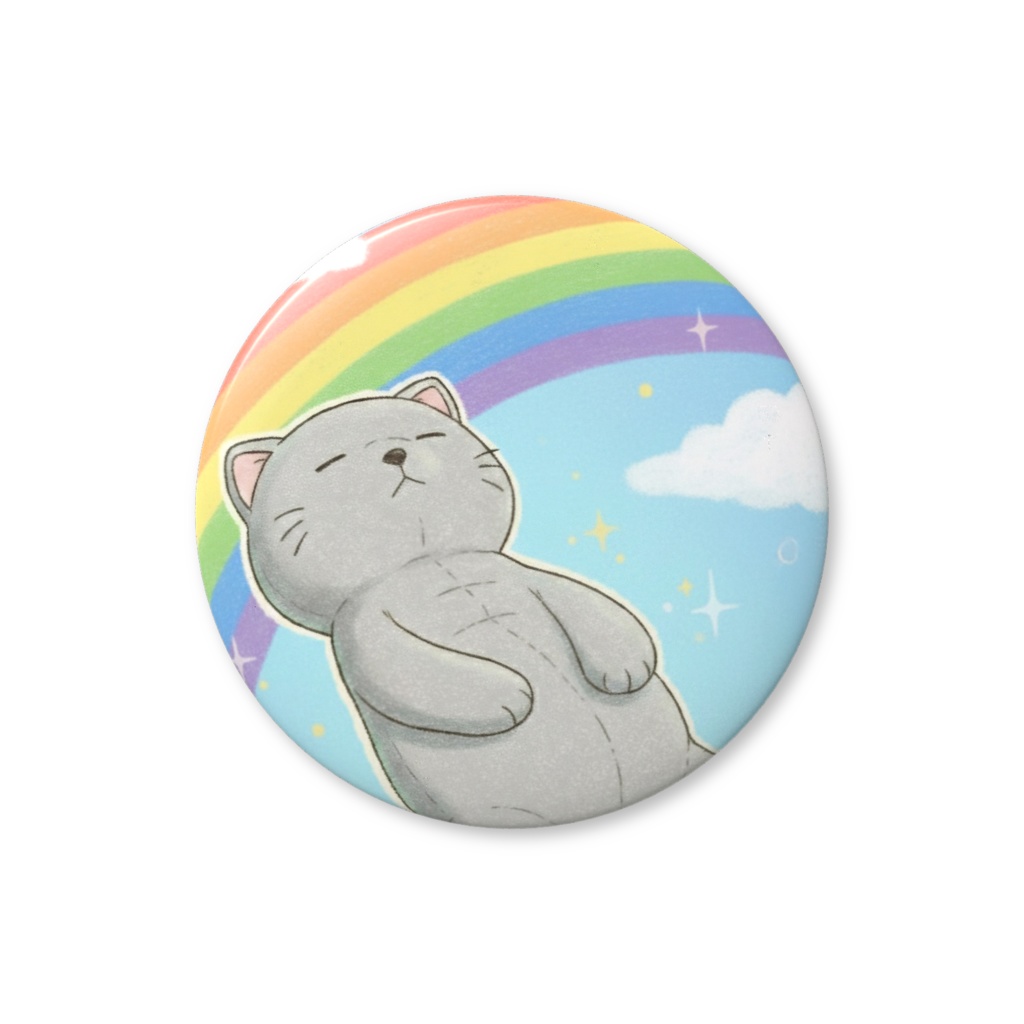 【すんたん🍀】 ぬいぐるみのようなねこの缶バッヂ