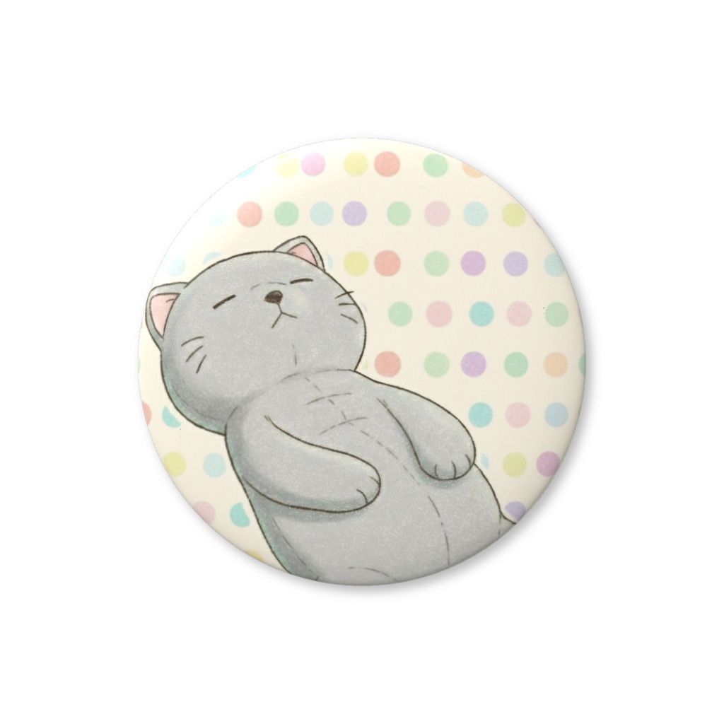 【すんたん🍀】 ぬいぐるみのようなねこの缶バッヂ