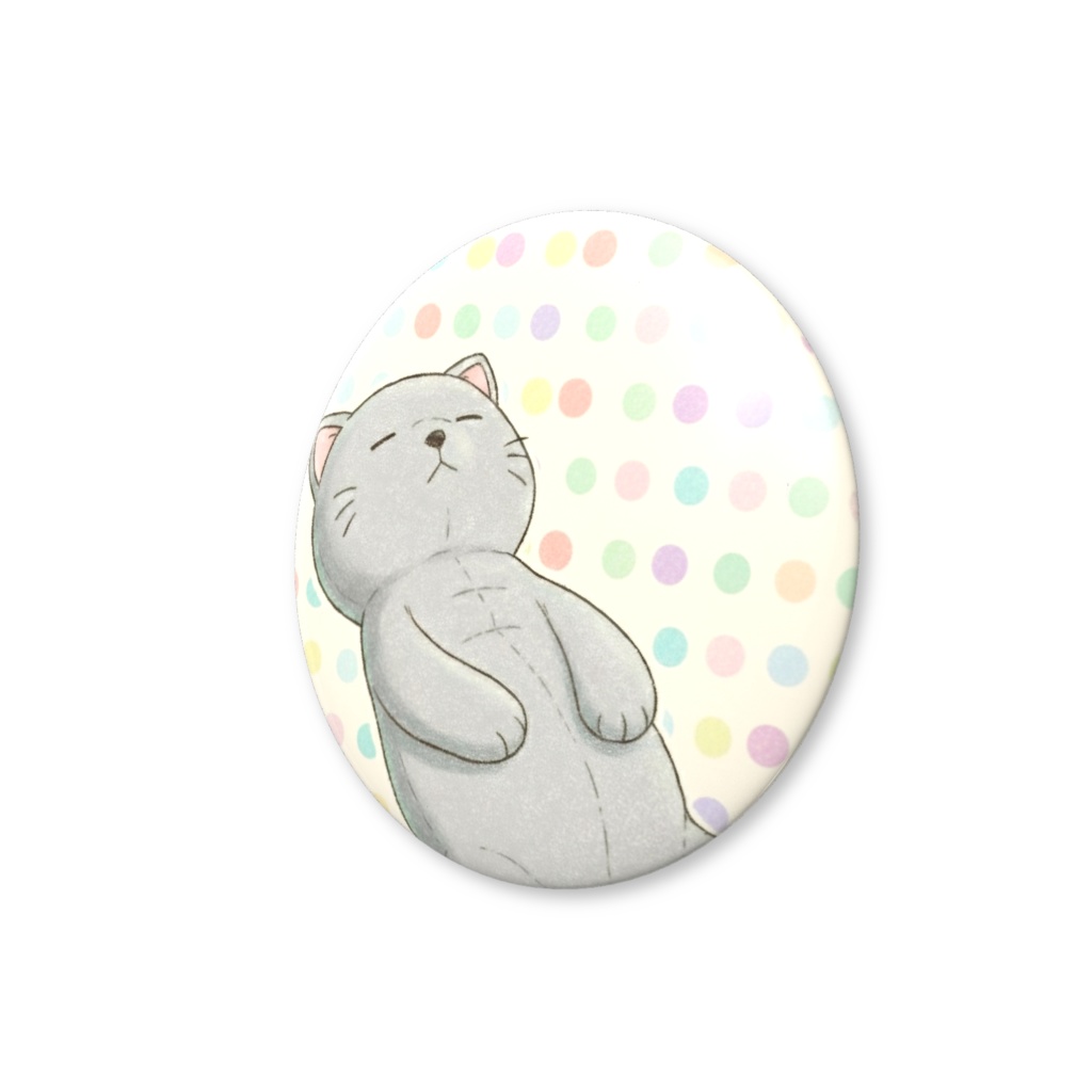 【すんたん🍀】 ぬいぐるみのようなねこの缶バッヂ