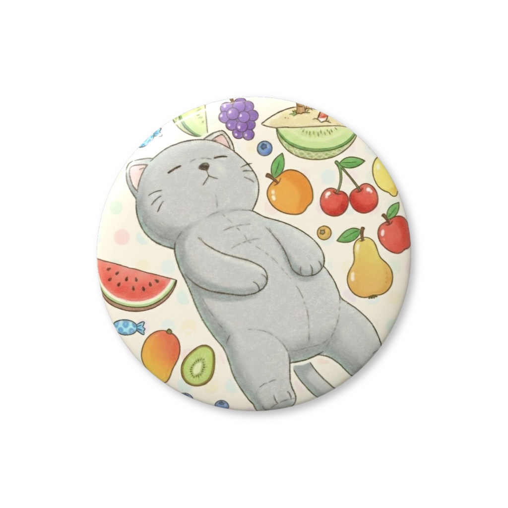 【すんたん🍀】 ぬいぐるみのようなねこの缶バッヂ