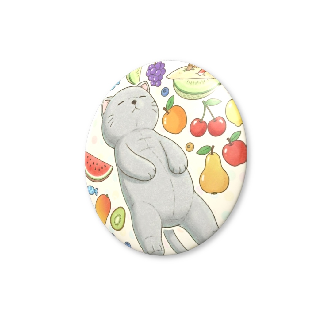 【すんたん🍀】 ぬいぐるみのようなねこの缶バッヂ