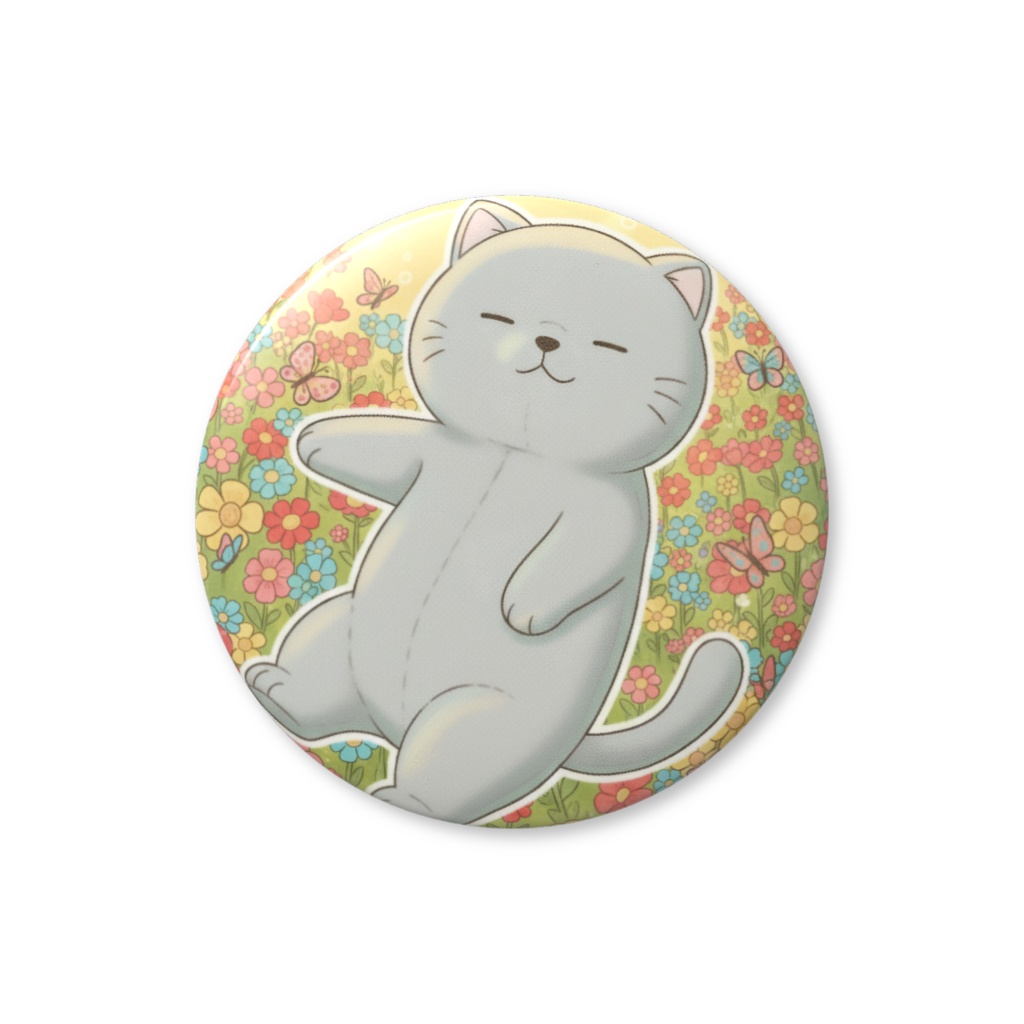 【すんたん🍀】 ぬいぐるみのようなねこの缶バッヂ