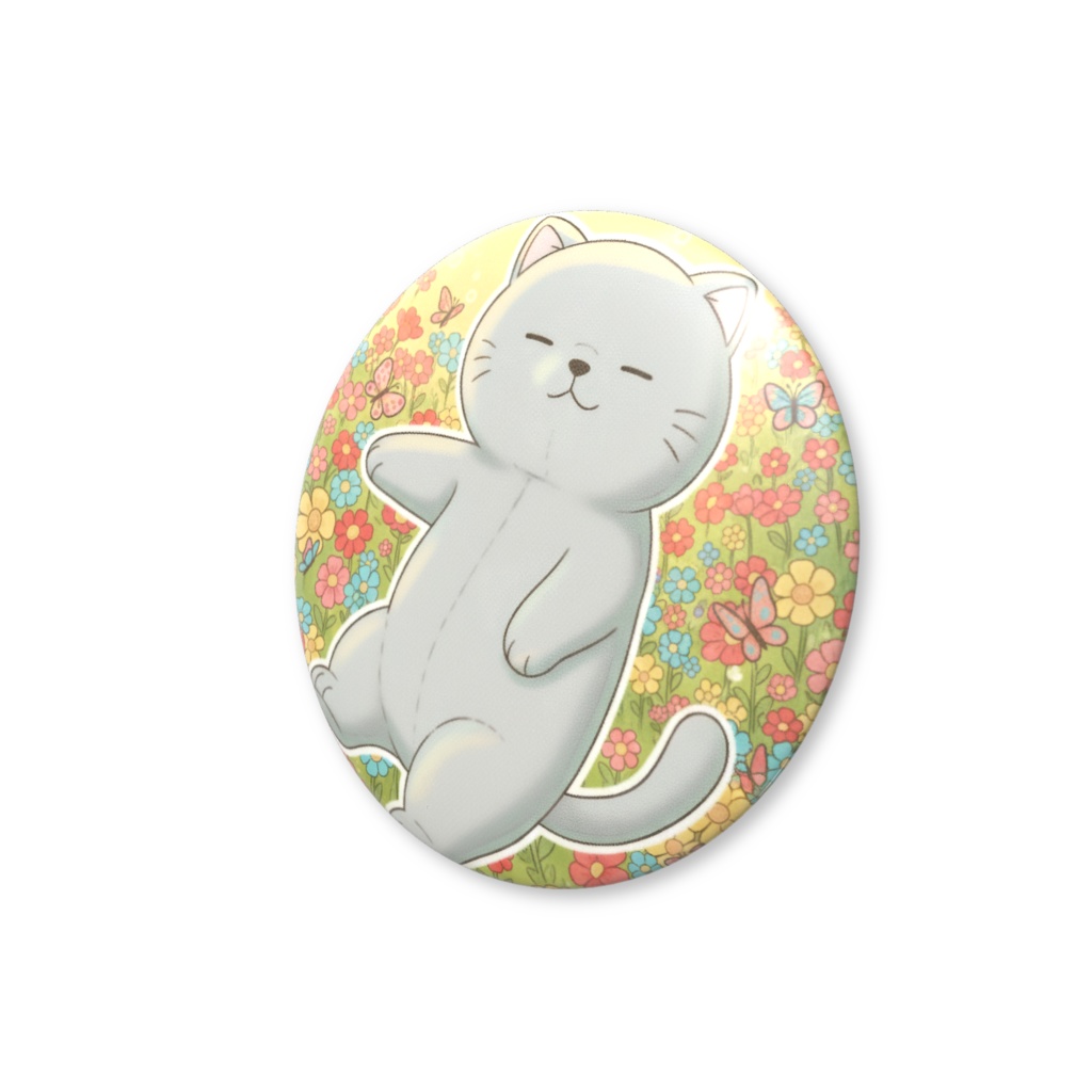 【すんたん🍀】 ぬいぐるみのようなねこの缶バッヂ