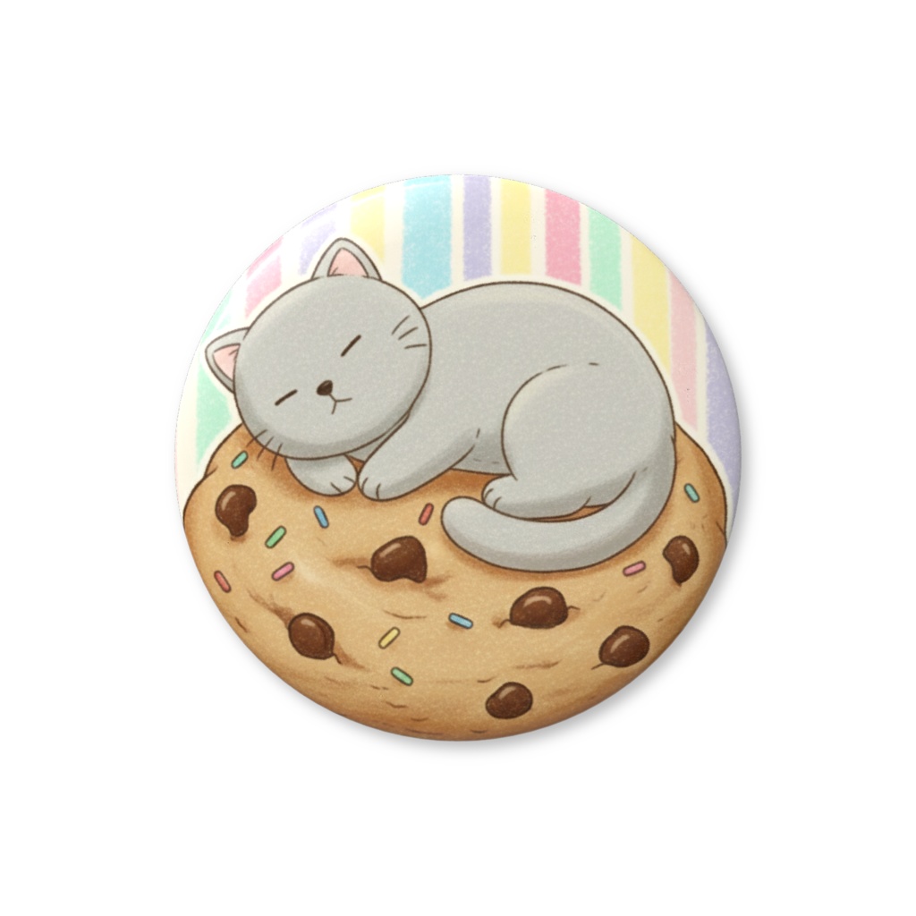 【すんたん🍀】 ぬいぐるみのようなねこの缶バッヂ