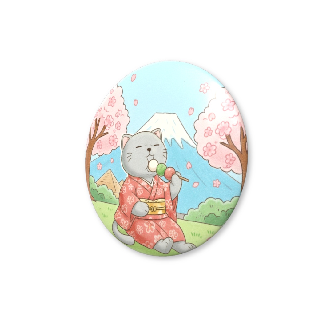 【すんたん🍀】 ぬいぐるみのようなねこの缶バッヂ