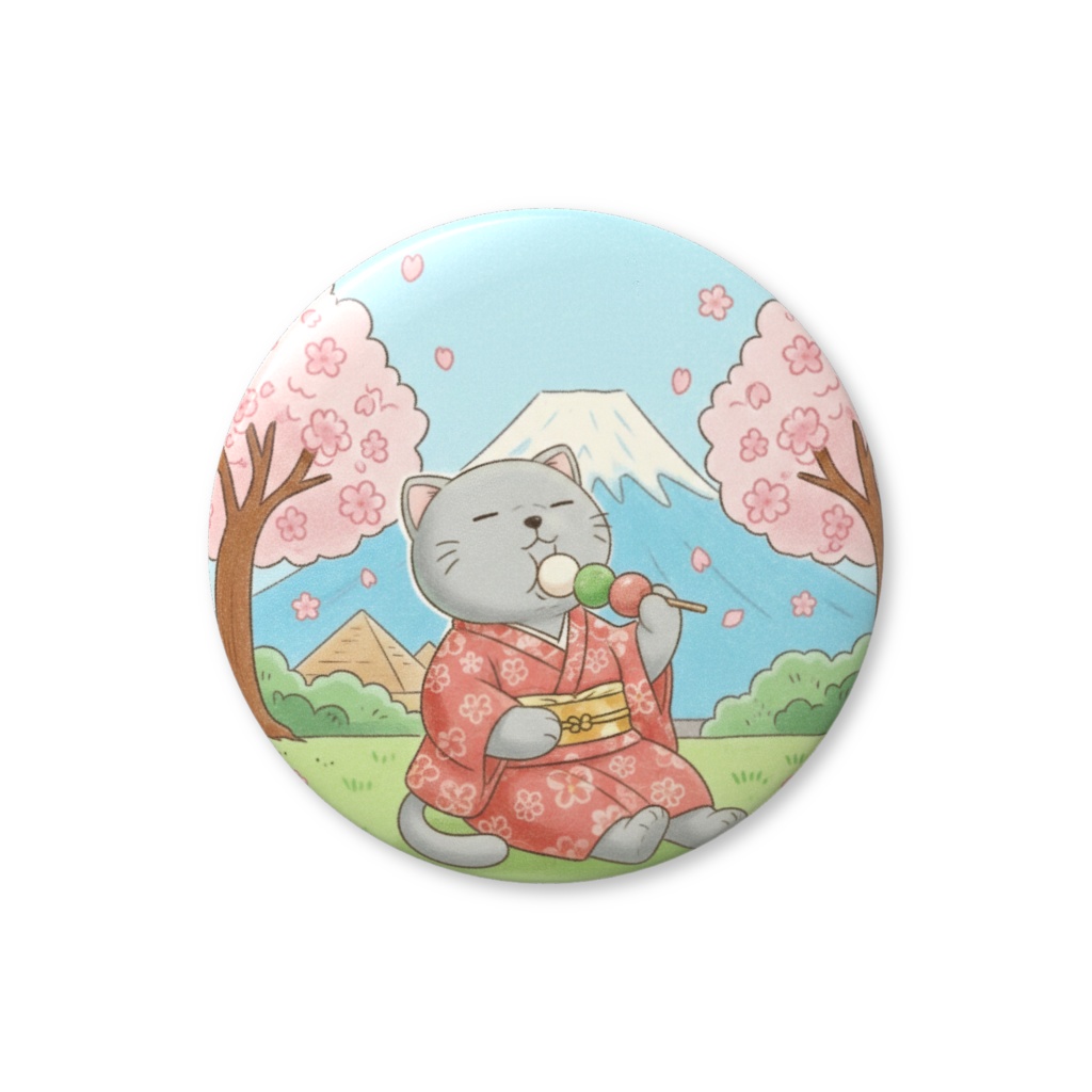 【すんたん🍀】 ぬいぐるみのようなねこの缶バッヂ