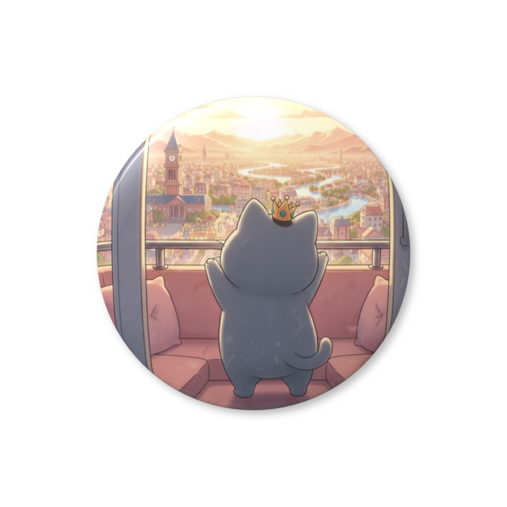 【すんたん🍀】 ぬいぐるみのようなねこの缶バッヂ