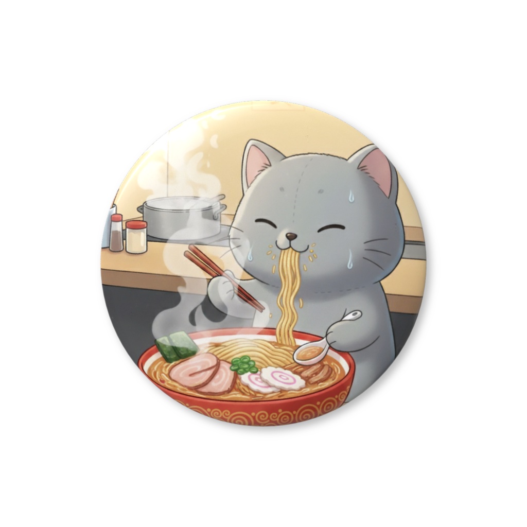 【すんたん🍀】 ぬいぐるみのようなねこの缶バッヂ