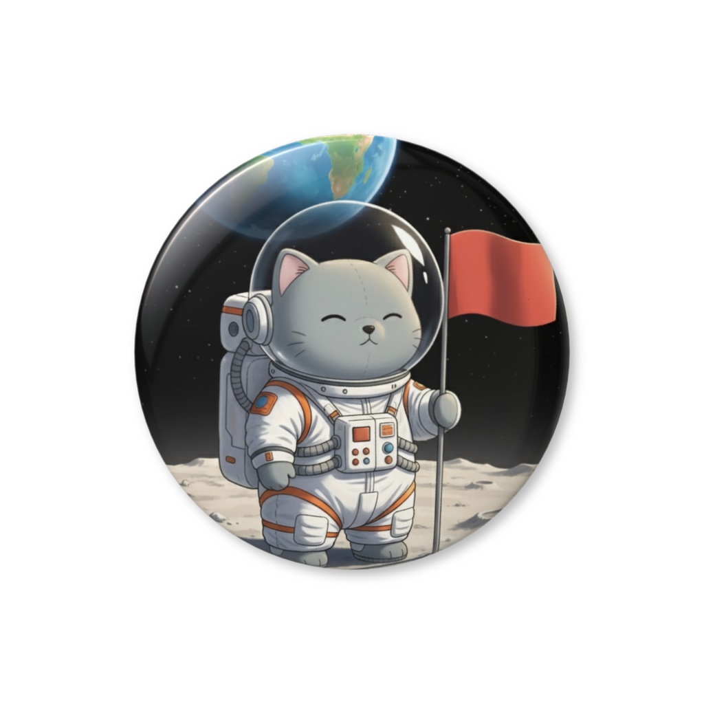 【すんたん🍀】 ぬいぐるみのようなねこの缶バッヂ