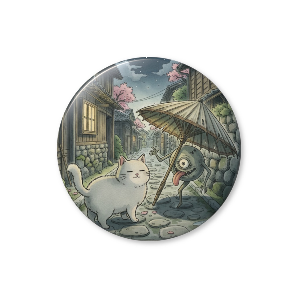 【すんたん🍀】 ぬいぐるみのようなねこの缶バッヂ