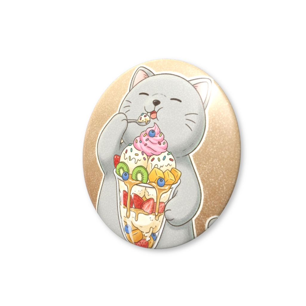 【すんたん🍀】 ぬいぐるみのようなねこの缶バッヂ