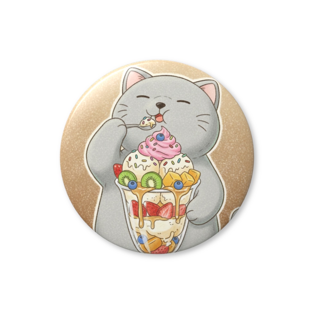 【すんたん🍀】 ぬいぐるみのようなねこの缶バッヂ