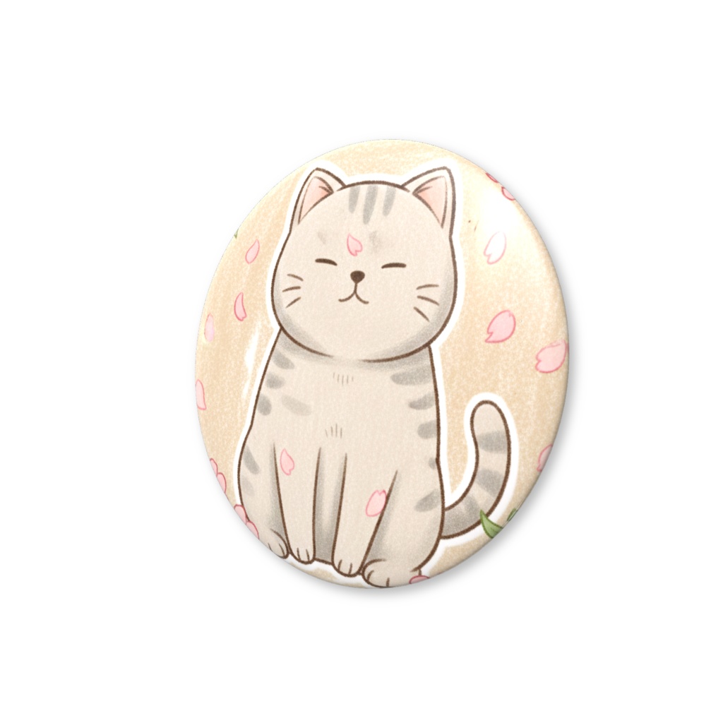 【すんたん🍀】 ぬいぐるみのようなねこの缶バッヂ