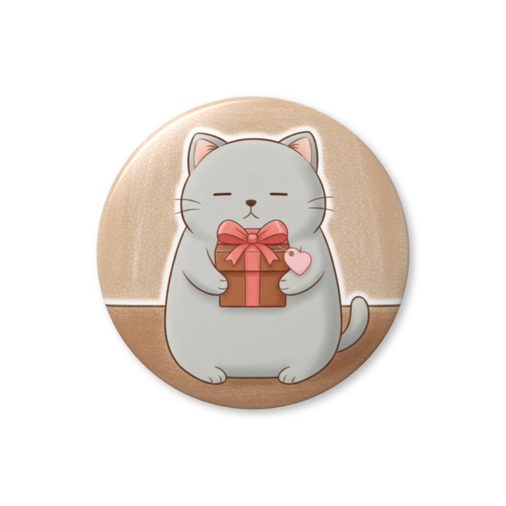 【すんたん🍀】 ぬいぐるみのようなねこの缶バッヂ