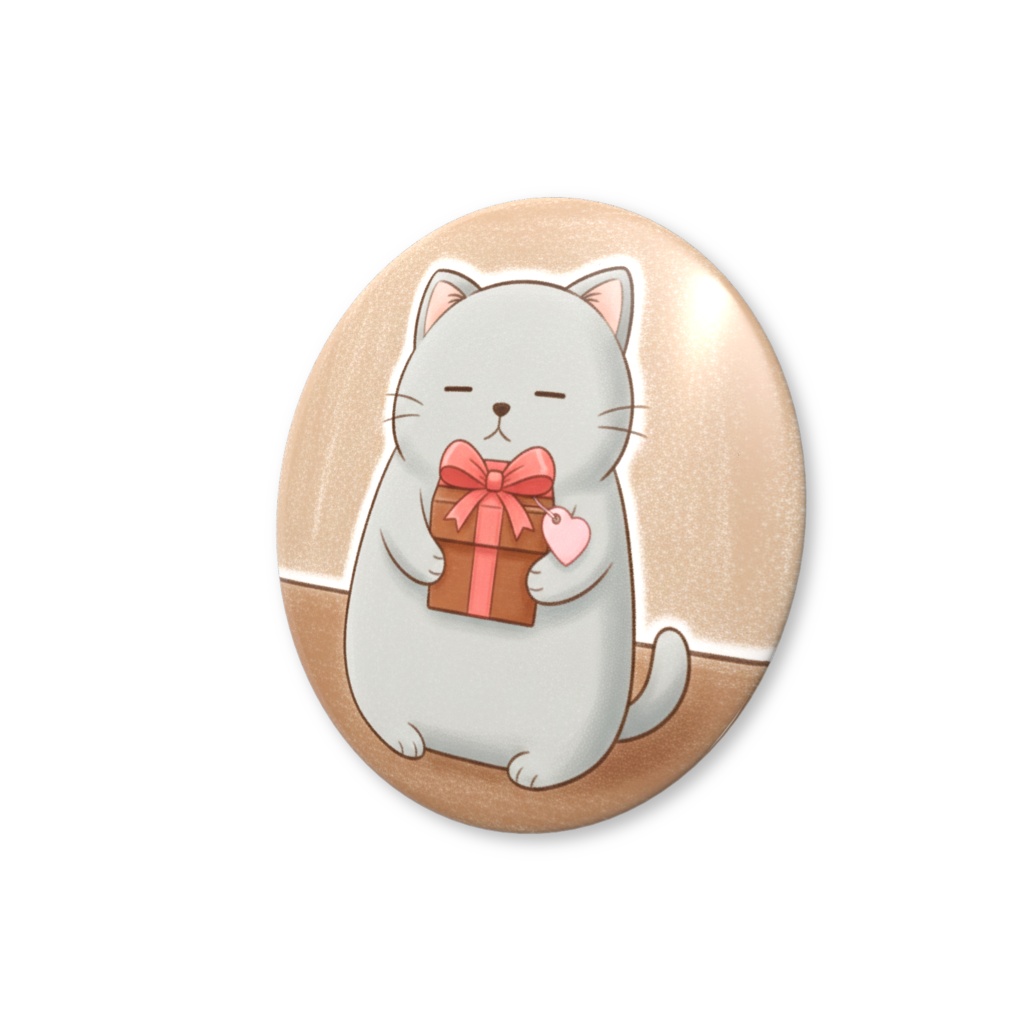 【すんたん🍀】 ぬいぐるみのようなねこの缶バッヂ