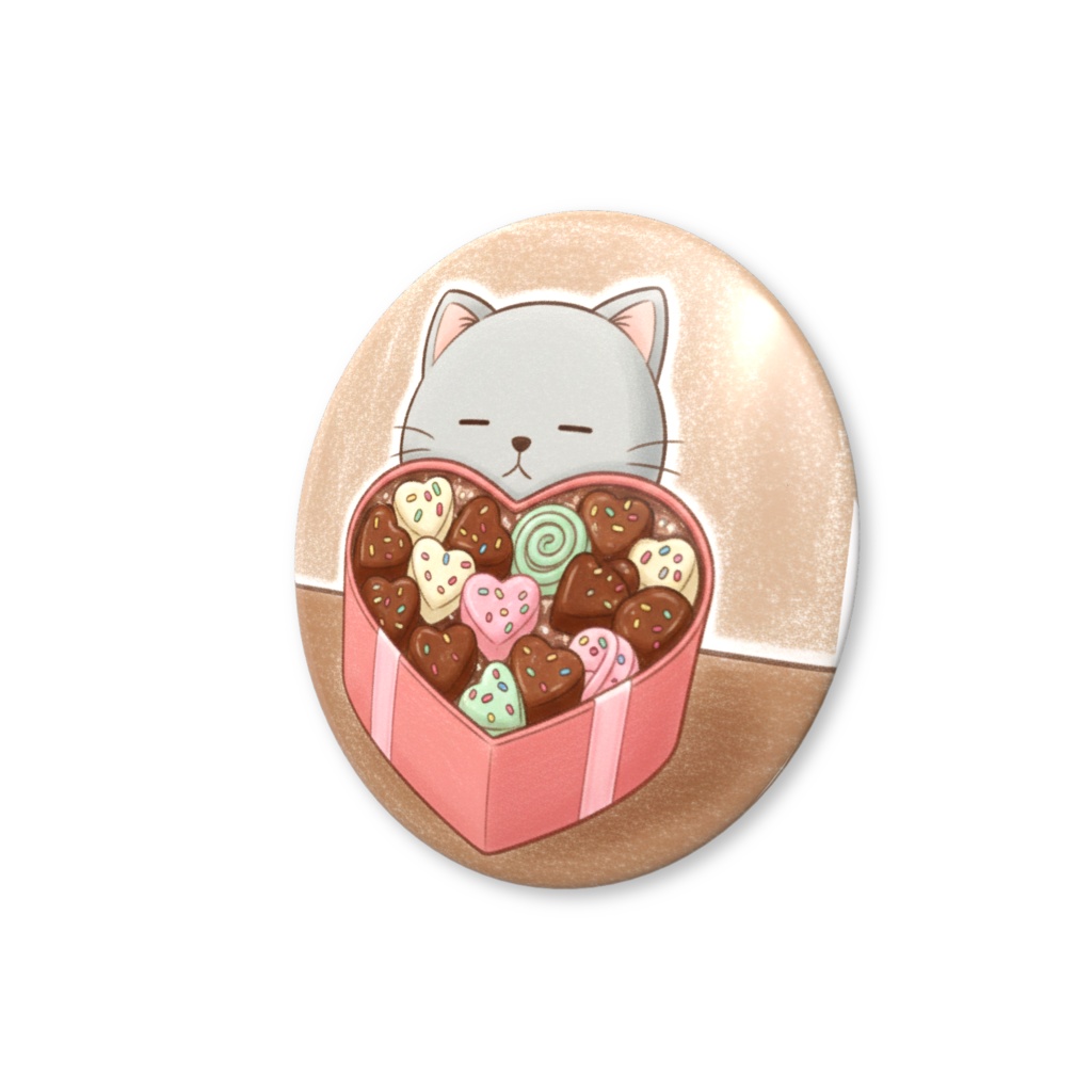 【すんたん🍀】 ぬいぐるみのようなねこの缶バッヂ