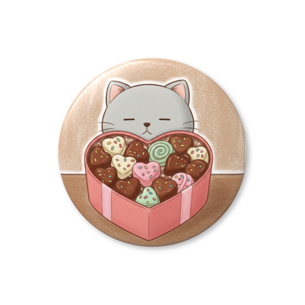 【すんたん🍀】 ぬいぐるみのようなねこの缶バッヂ