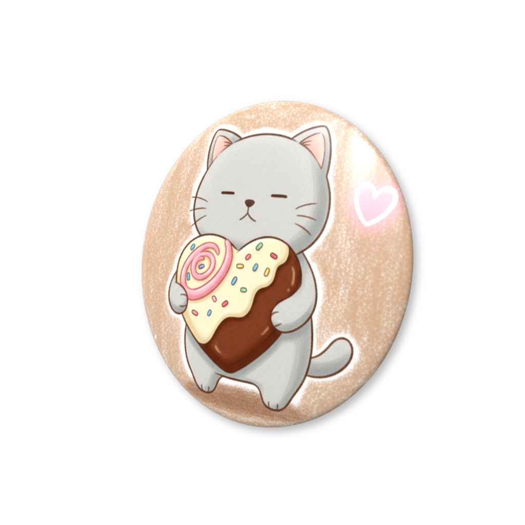 【すんたん🍀】 ぬいぐるみのようなねこの缶バッヂ