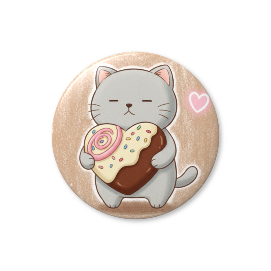 【すんたん🍀】 ぬいぐるみのようなねこの缶バッヂ