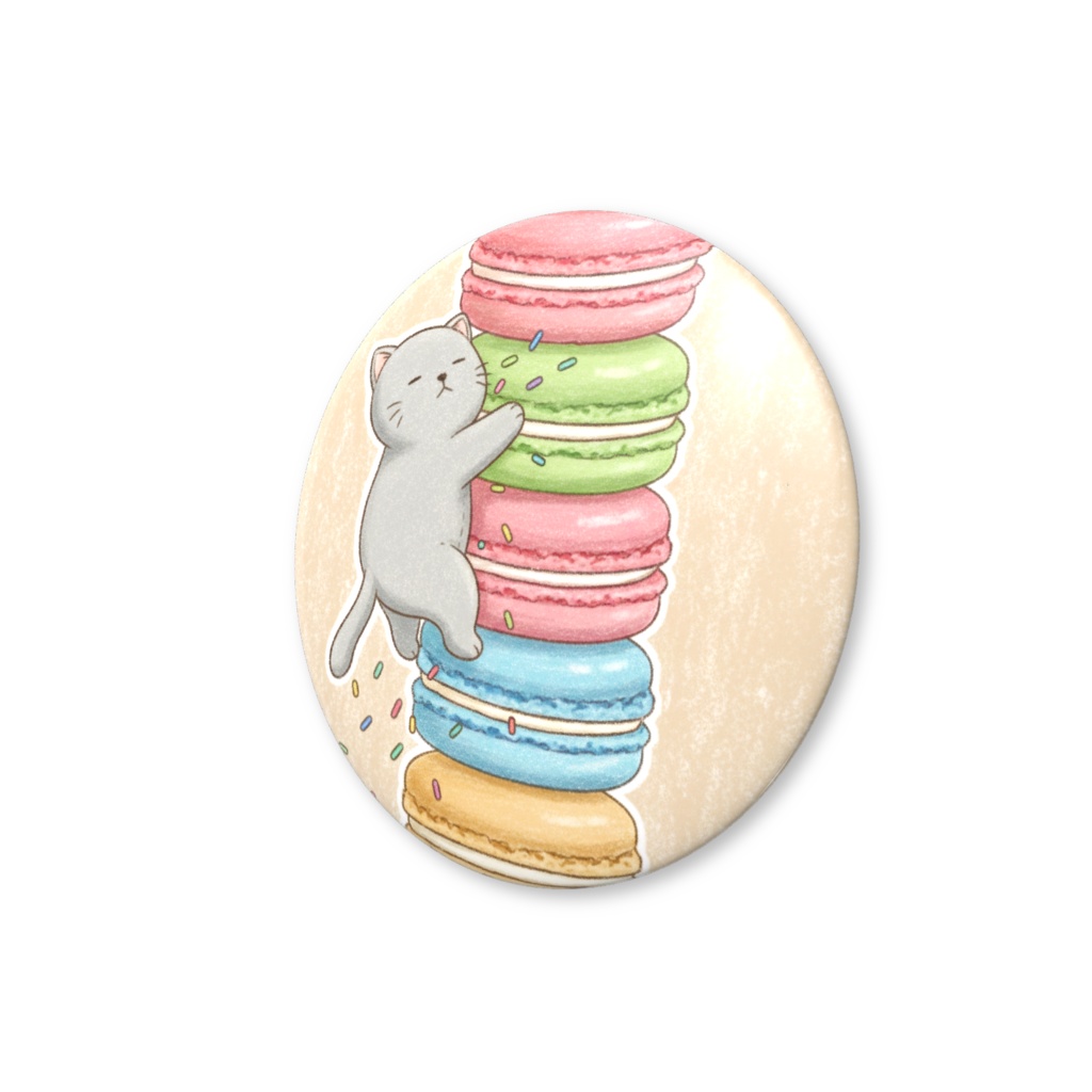 【すんたん🍀】 ぬいぐるみのようなねこの缶バッヂ