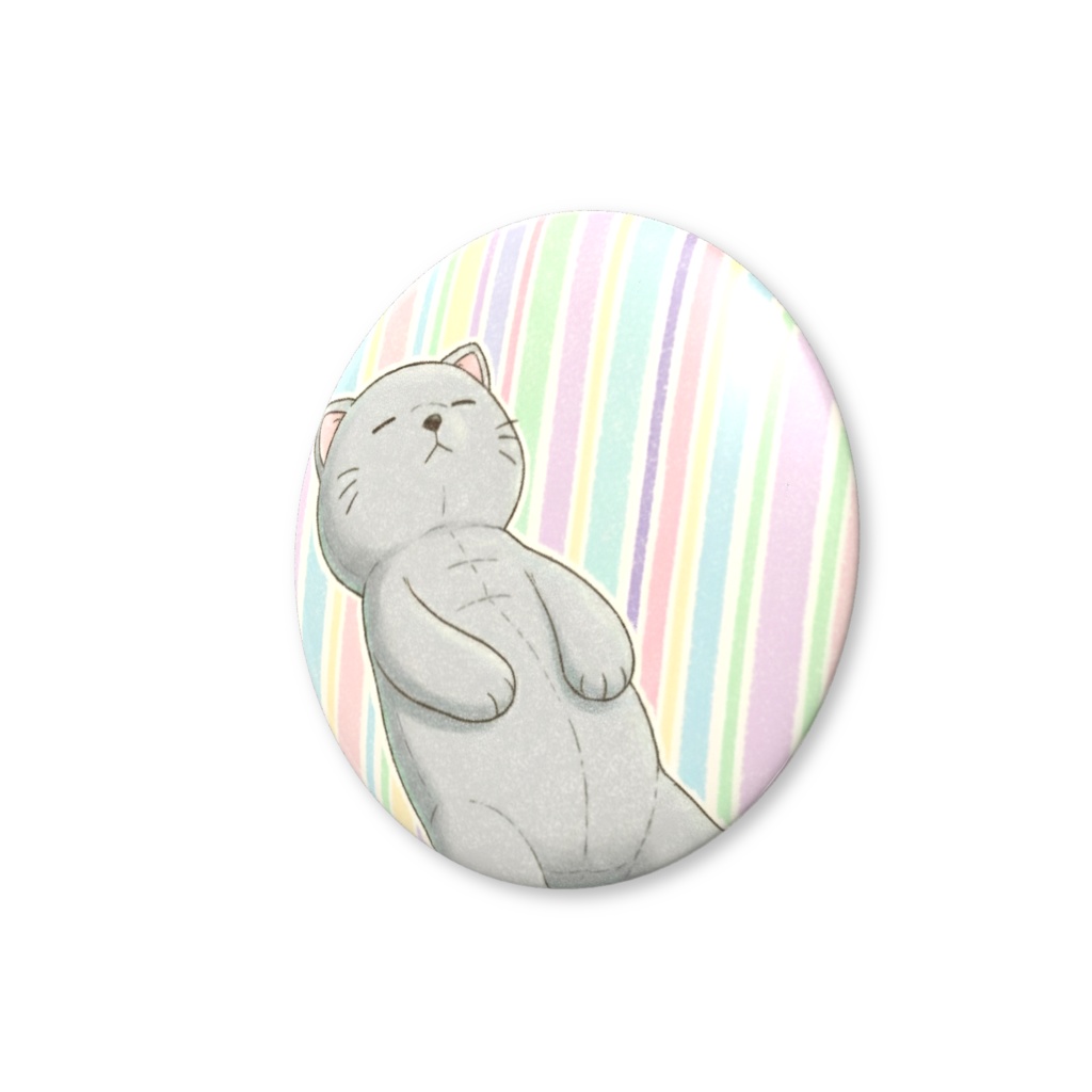 【すんたん🍀】 ぬいぐるみのようなねこの缶バッヂ