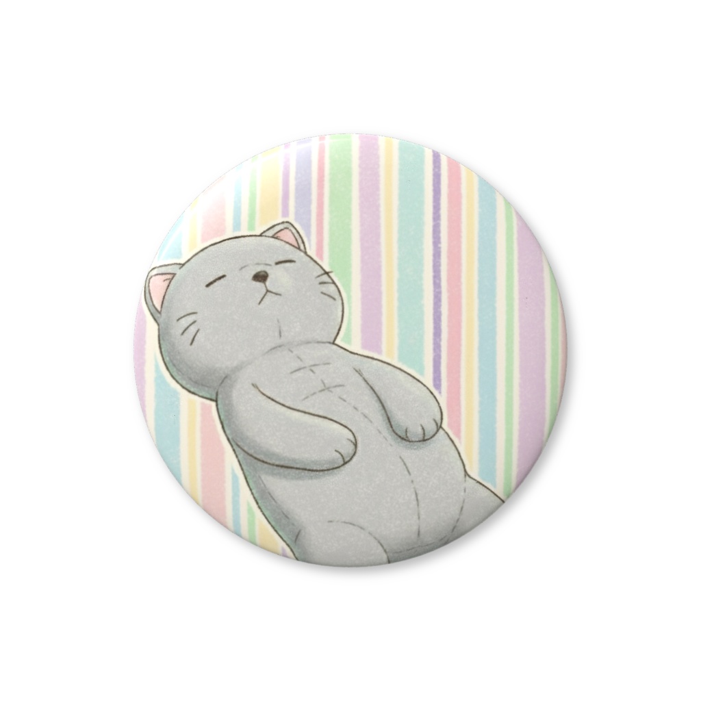 【すんたん🍀】 ぬいぐるみのようなねこの缶バッヂ