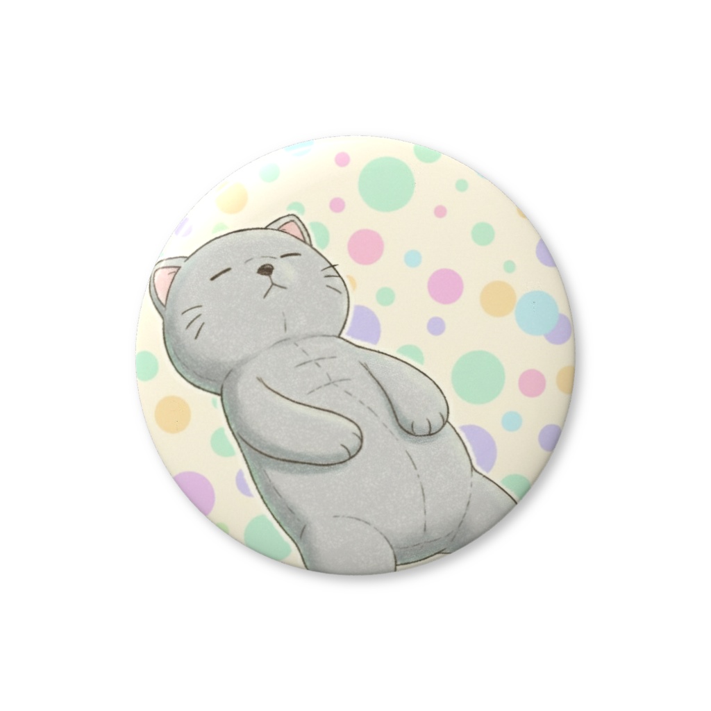 【すんたん🍀】 ぬいぐるみのようなねこの缶バッヂ