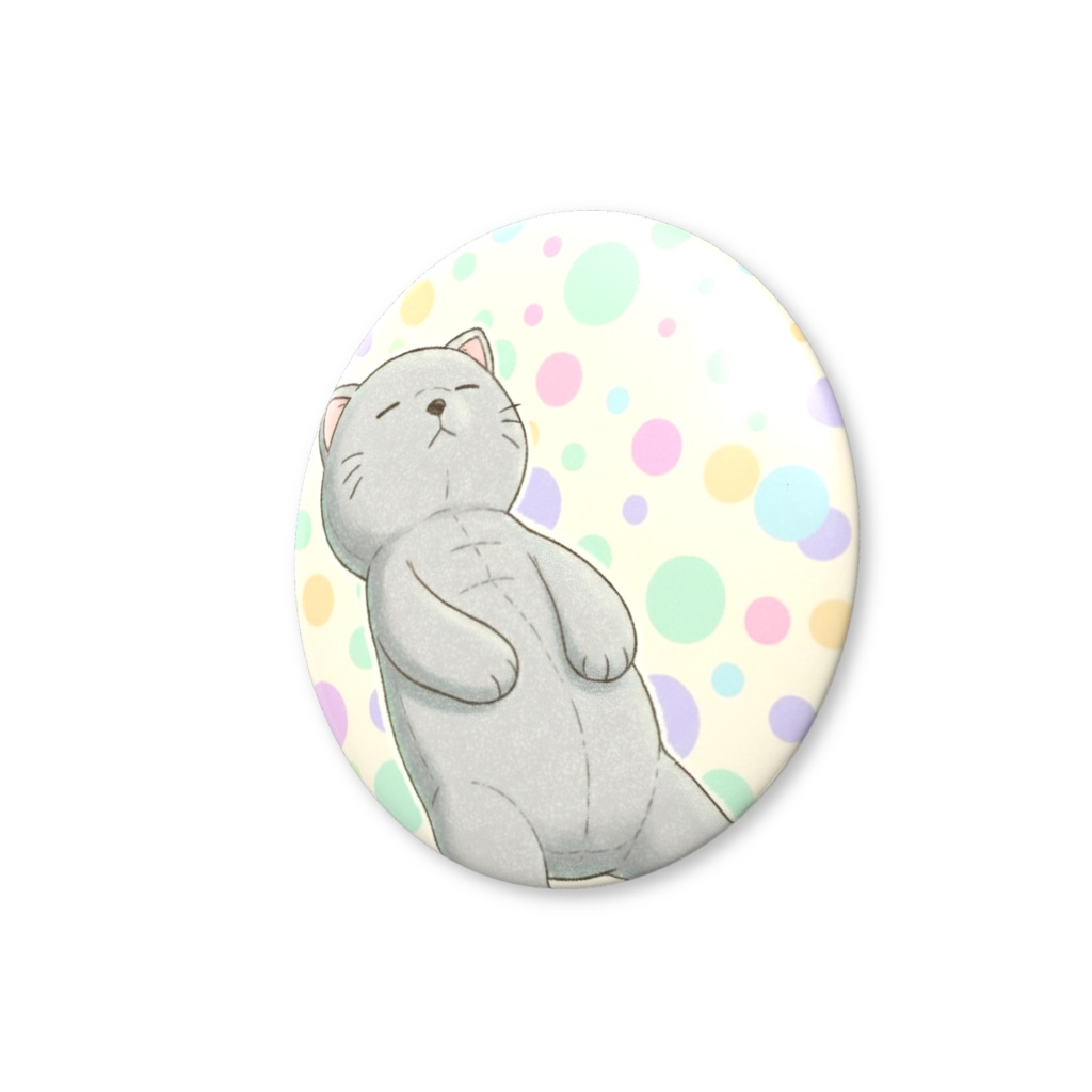 【すんたん🍀】 ぬいぐるみのようなねこの缶バッヂ