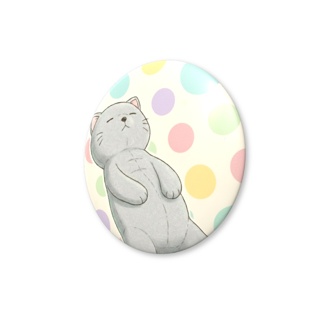 【すんたん🍀】 ぬいぐるみのようなねこの缶バッヂ