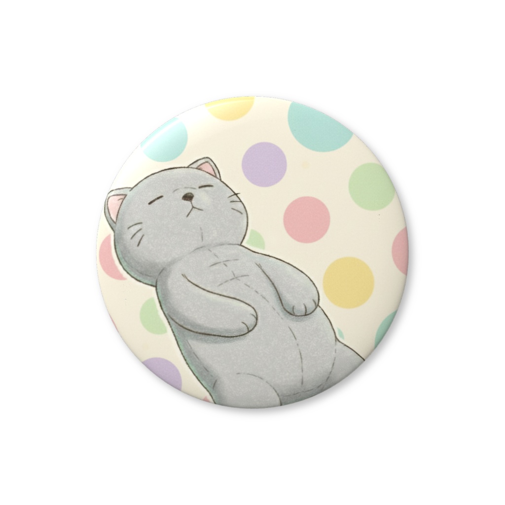 【すんたん🍀】 ぬいぐるみのようなねこの缶バッヂ