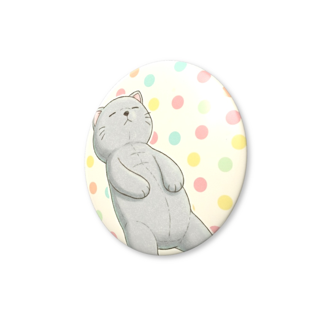 【すんたん🍀】 ぬいぐるみのようなねこの缶バッヂ
