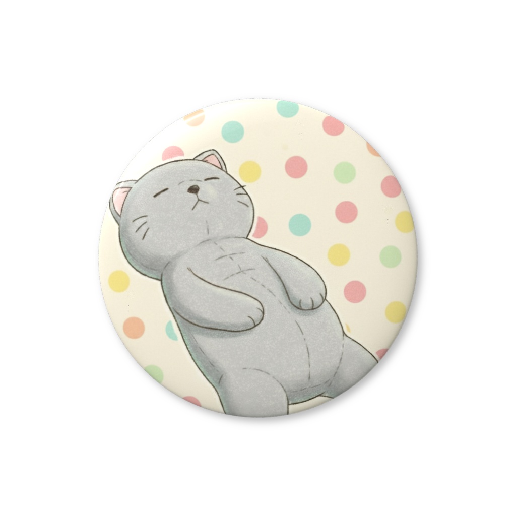 【すんたん🍀】 ぬいぐるみのようなねこの缶バッヂ