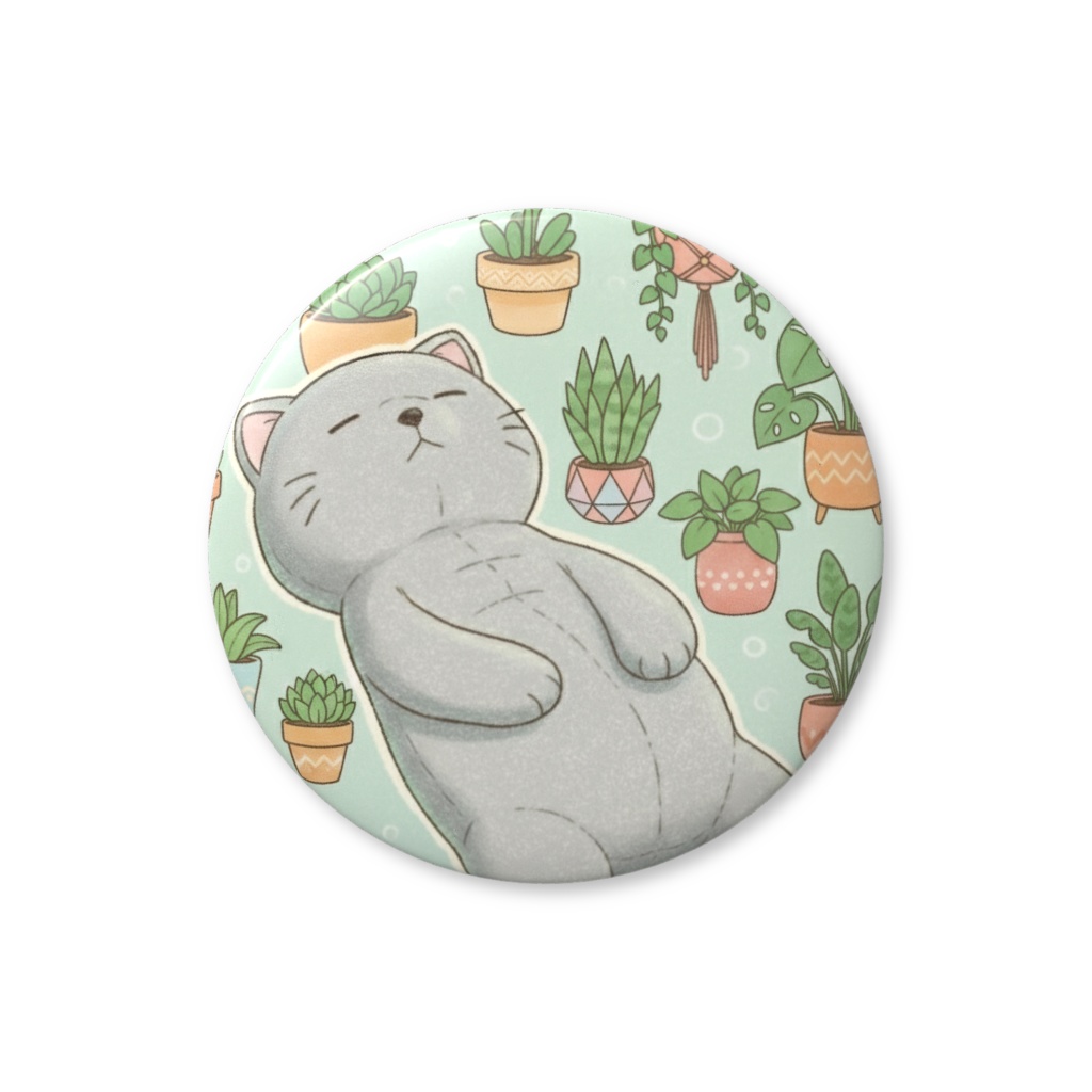 【すんたん🍀】 ぬいぐるみのようなねこの缶バッヂ