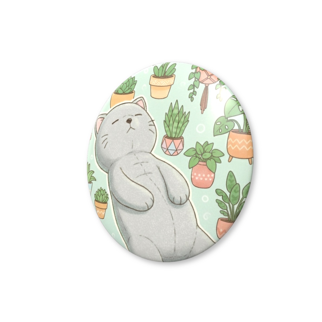 【すんたん🍀】 ぬいぐるみのようなねこの缶バッヂ