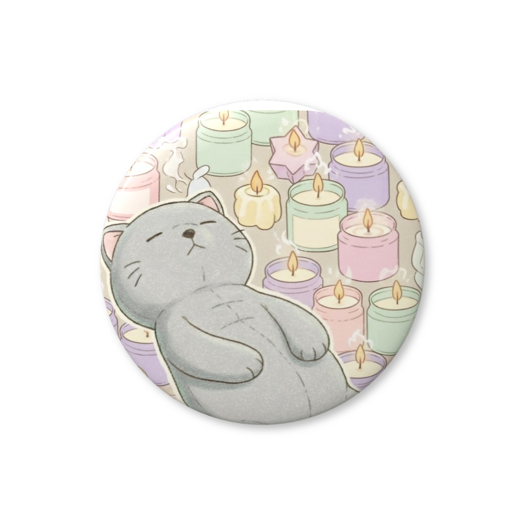 【すんたん🍀】 ぬいぐるみのようなねこの缶バッヂ