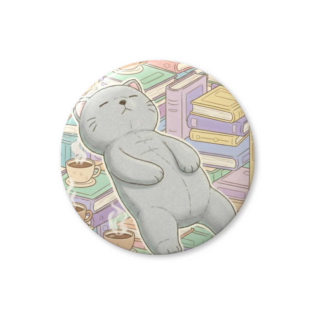 【すんたん🍀】 ぬいぐるみのようなねこの缶バッヂ