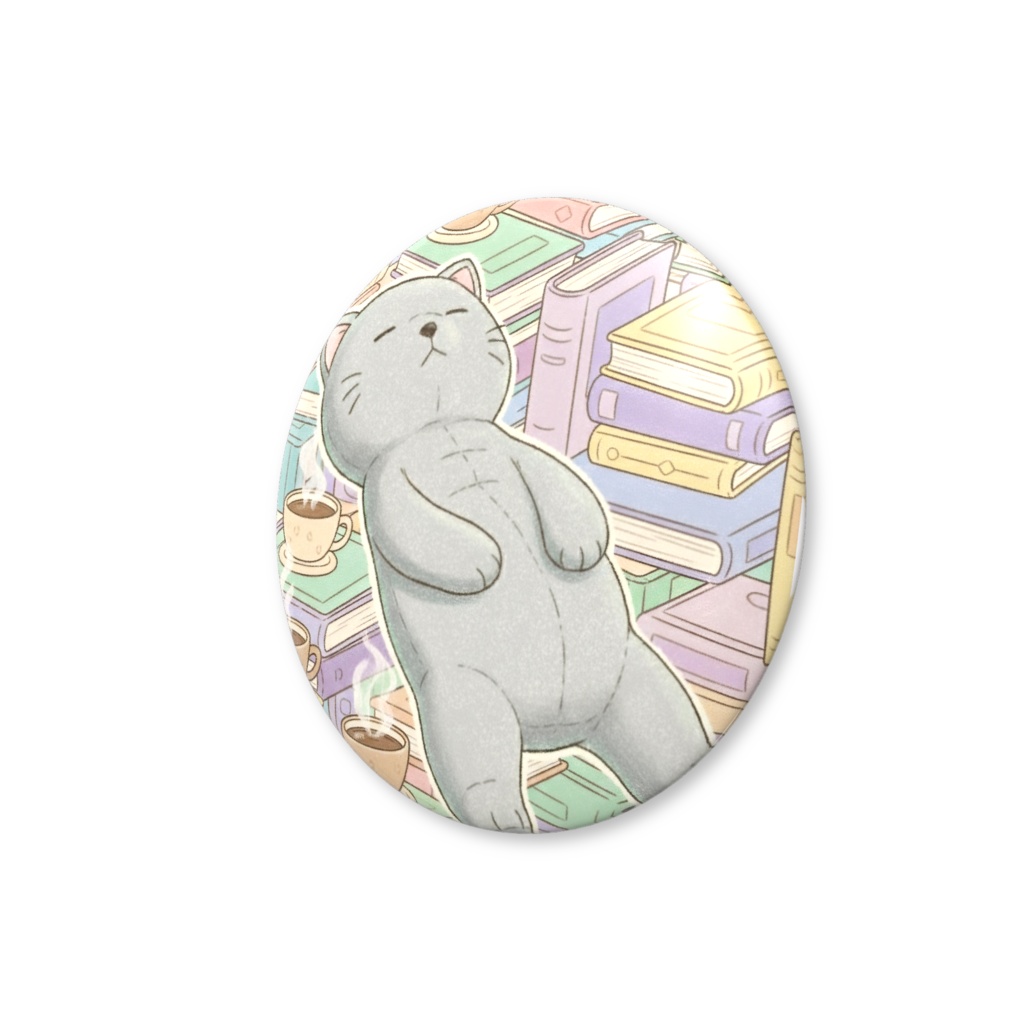 【すんたん🍀】 ぬいぐるみのようなねこの缶バッヂ