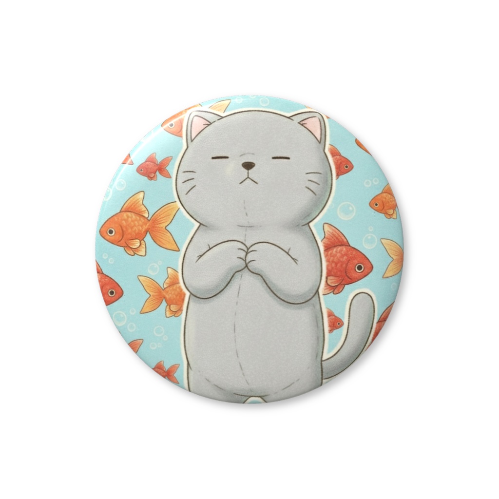 【すんたん🍀】 ぬいぐるみのようなねこの缶バッヂ