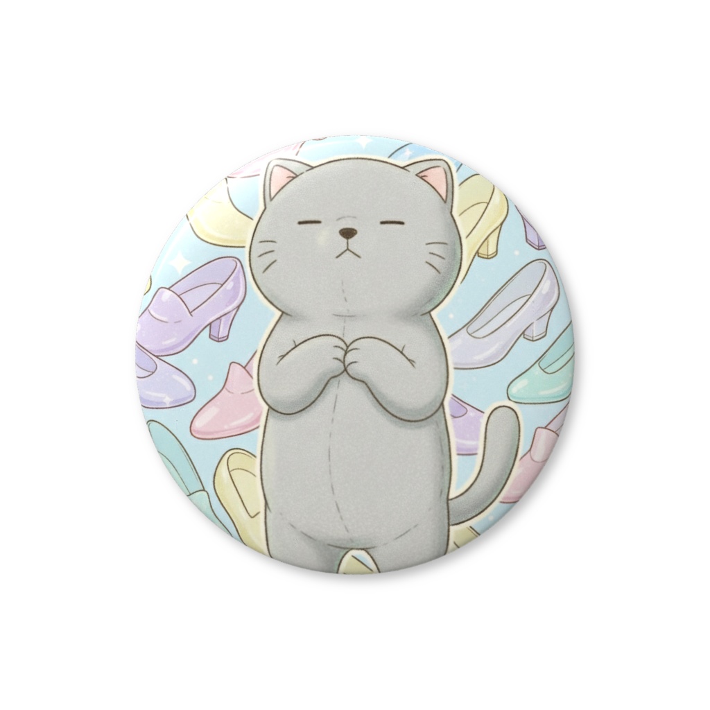 【すんたん🍀】 ぬいぐるみのようなねこの缶バッヂ