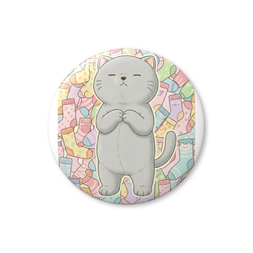 【すんたん🍀】 ぬいぐるみのようなねこの缶バッヂ