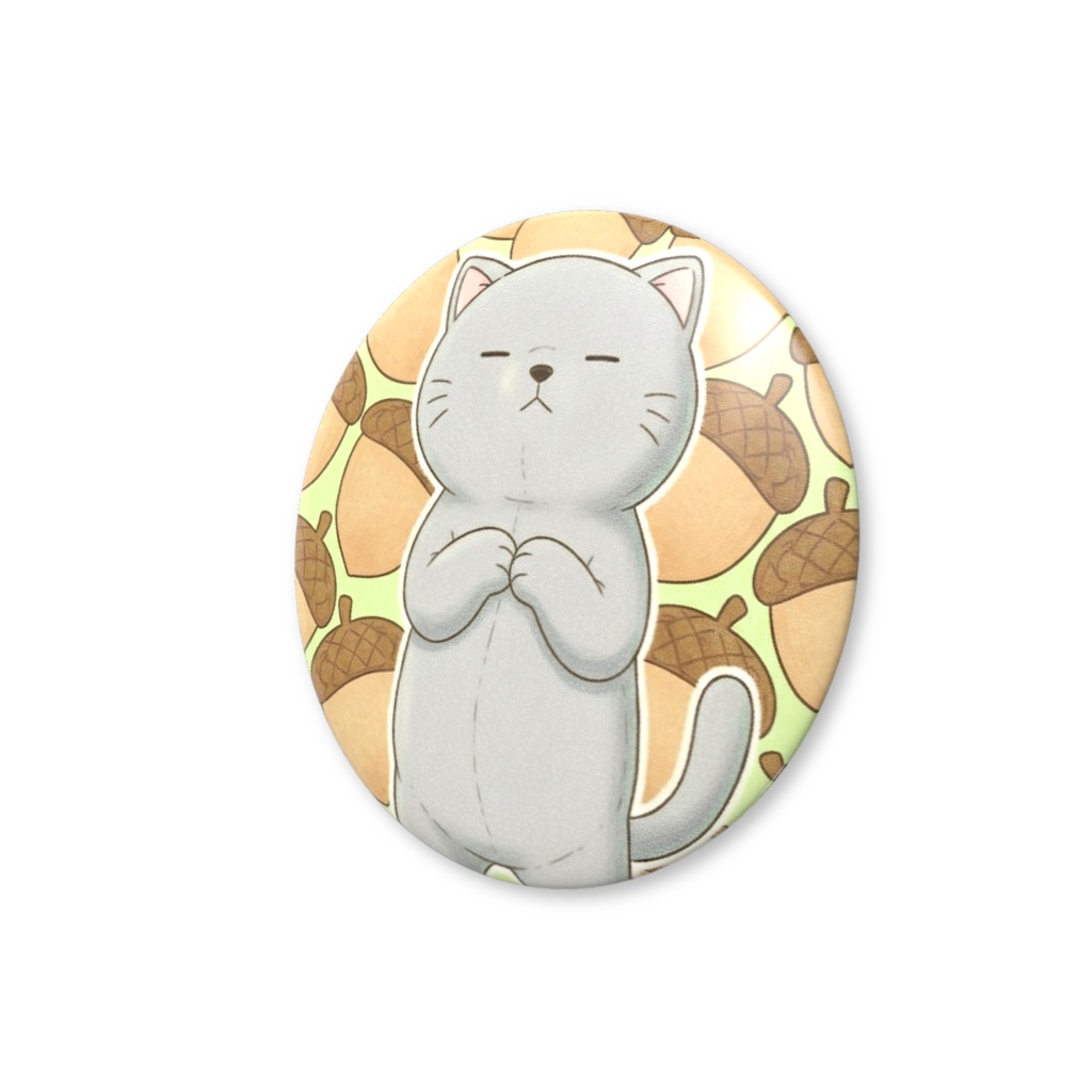 【すんたん🍀】 ぬいぐるみのようなねこの缶バッヂ