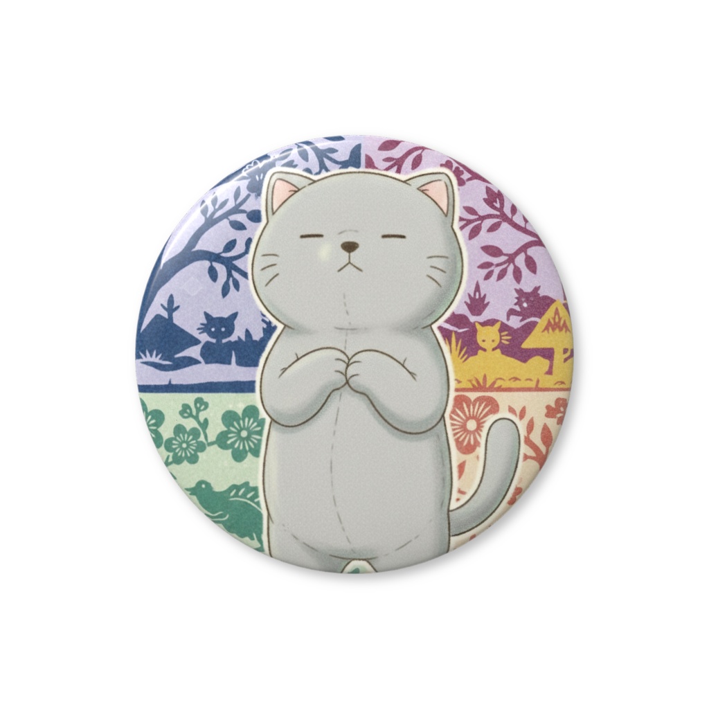 【すんたん🍀】 ぬいぐるみのようなねこの缶バッヂ