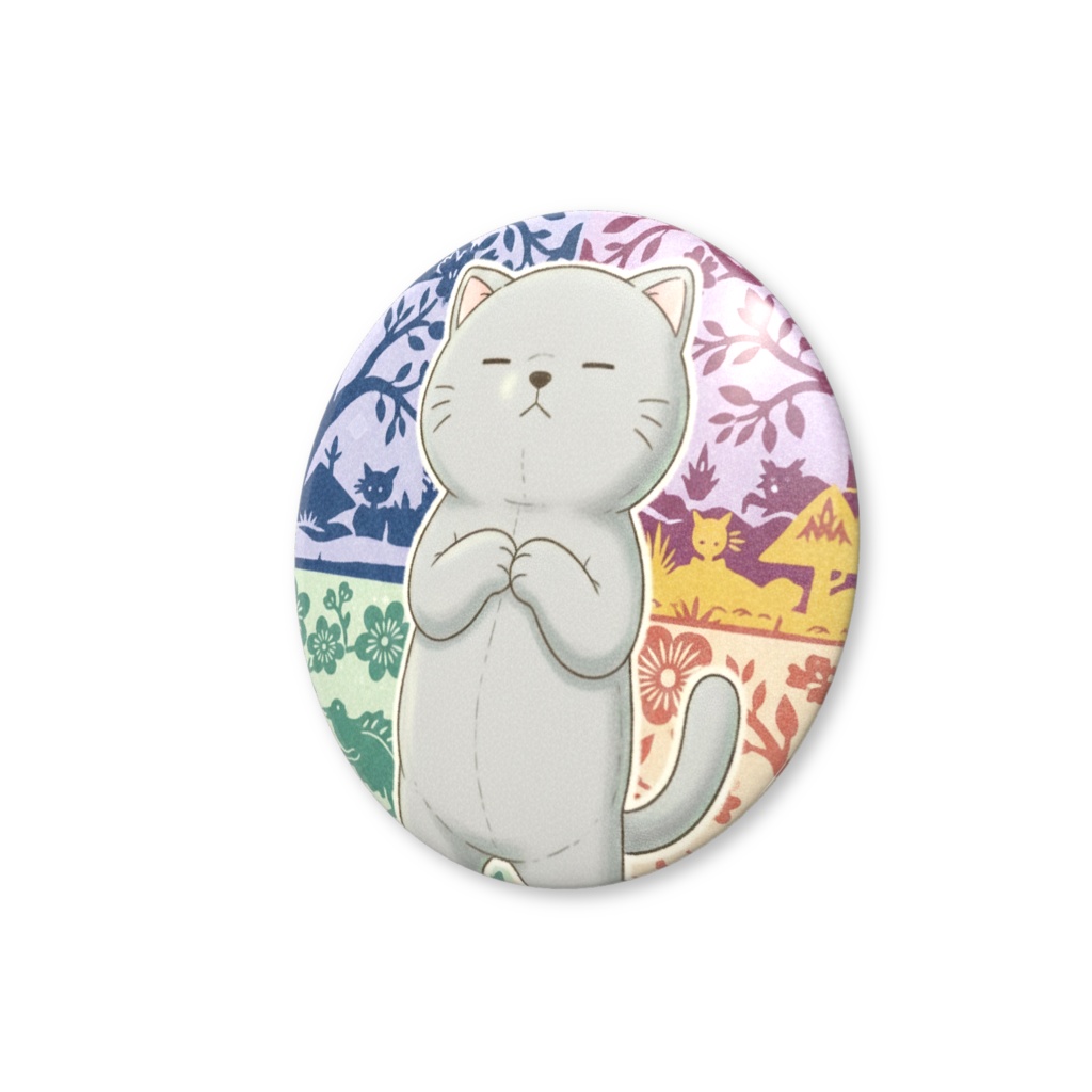 【すんたん🍀】 ぬいぐるみのようなねこの缶バッヂ