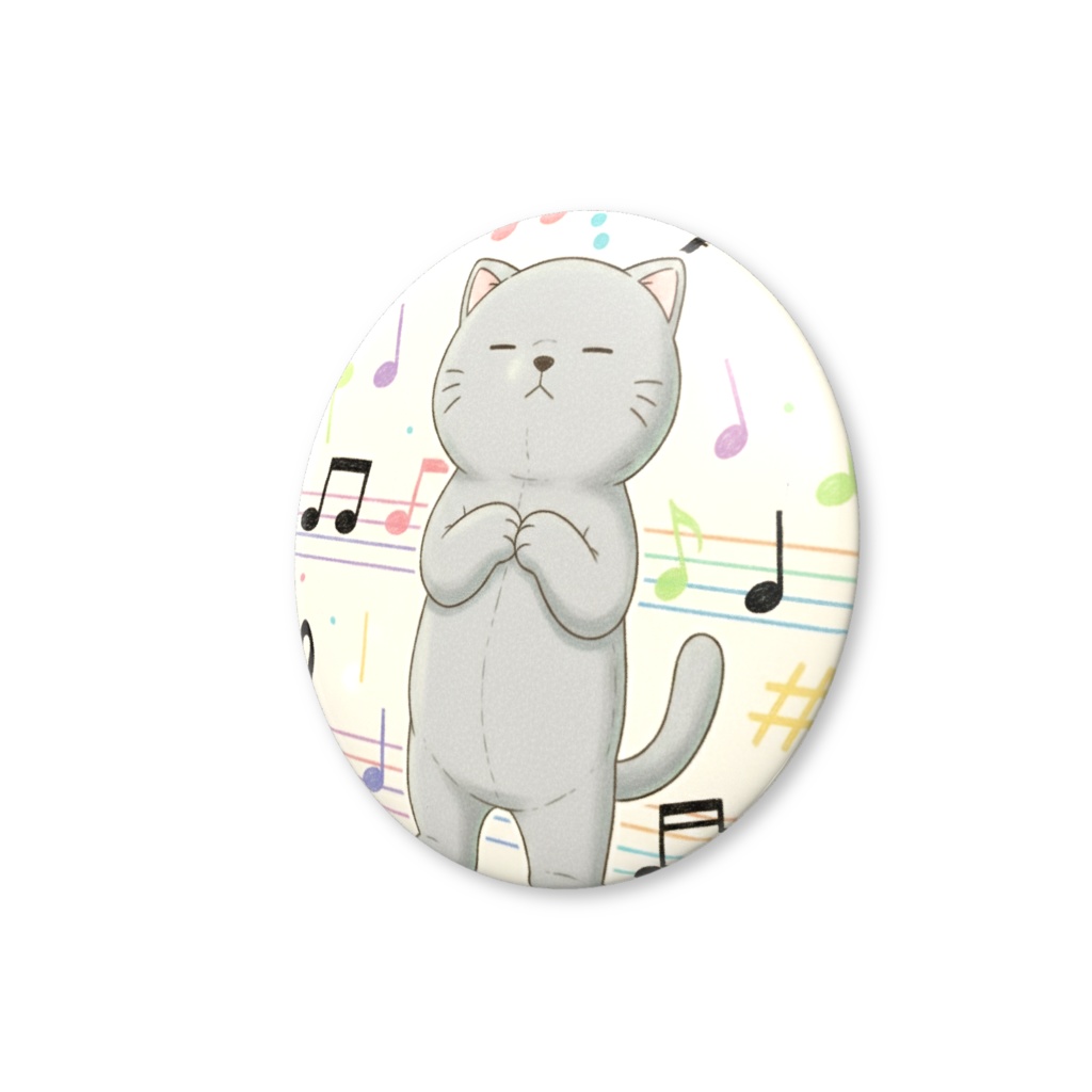 【すんたん🍀】 ぬいぐるみのようなねこの缶バッヂ