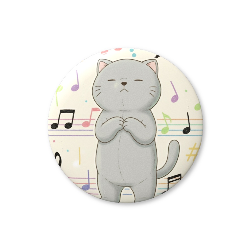 【すんたん🍀】 ぬいぐるみのようなねこの缶バッヂ